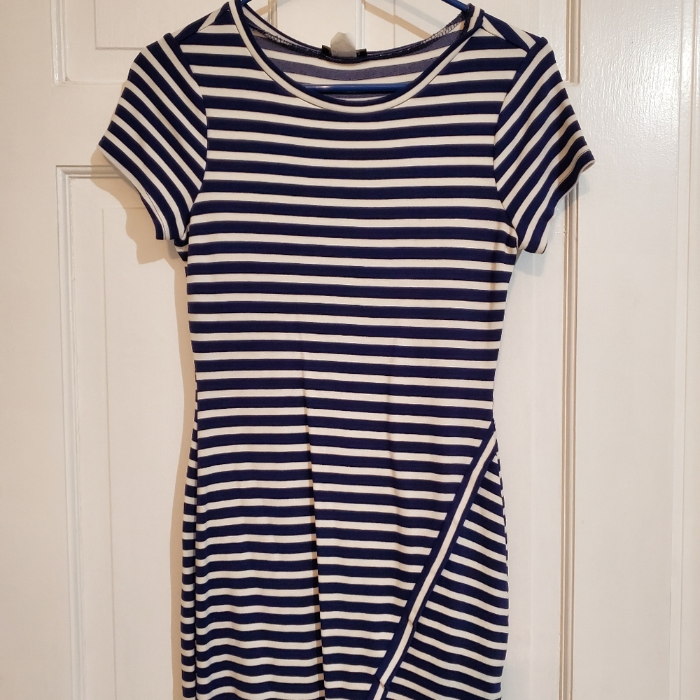 Blue and white stripe dress